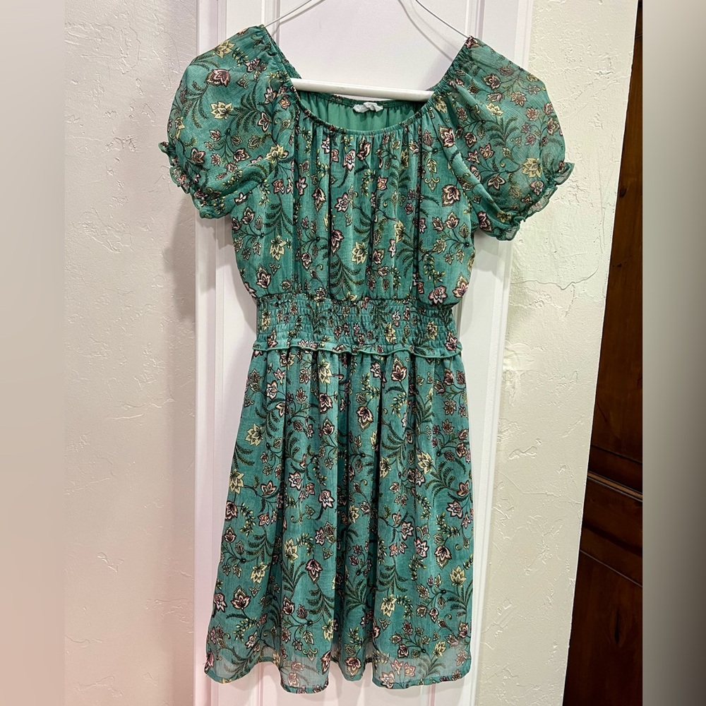 Summer green boho short sleeve dress girls